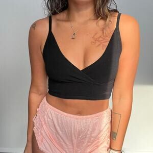 Black cross bust croptop spaghetti